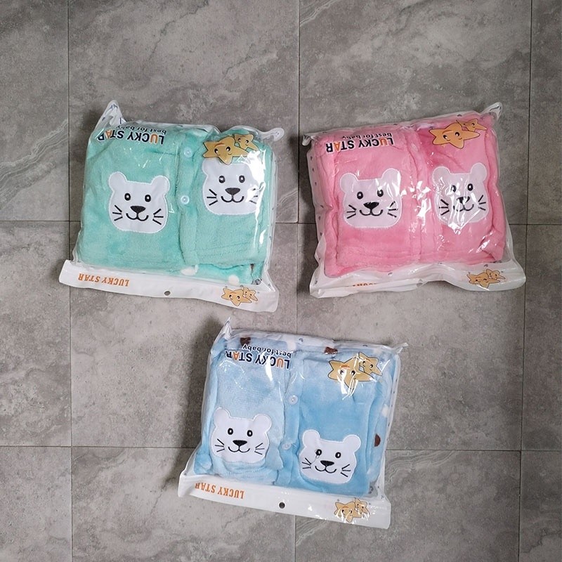 Flannel Baby Clothes Supplier - 3Pcs 0-12M Winter Outfit Shirt+Pant+Hooded Vest Set