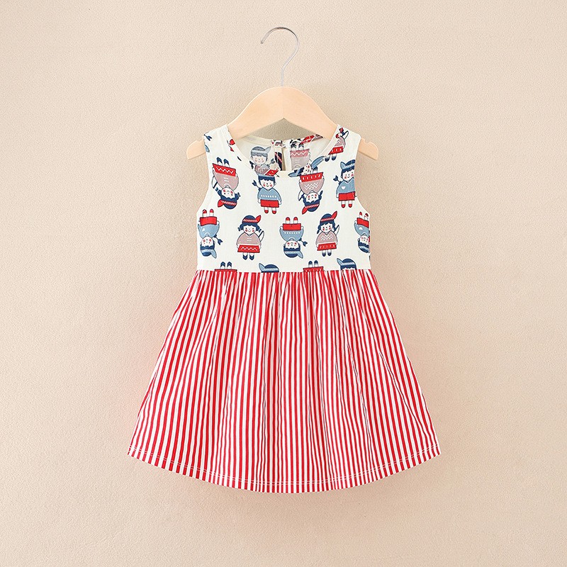 Baby Girls Dress Manufacturer - Simple Joys Sleeveless Cartoon Little Girl Dress