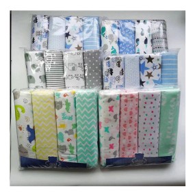 Receiving Blanket Factory - 4 Pack 100% Flannel Cotton Mixed Patterned Designs 100*150cm