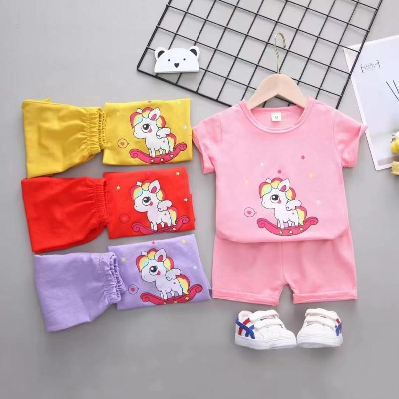 Girls Romper Manufacturer - Fashion Active Clothes Short Sleeve Top Shirt Shorts Set