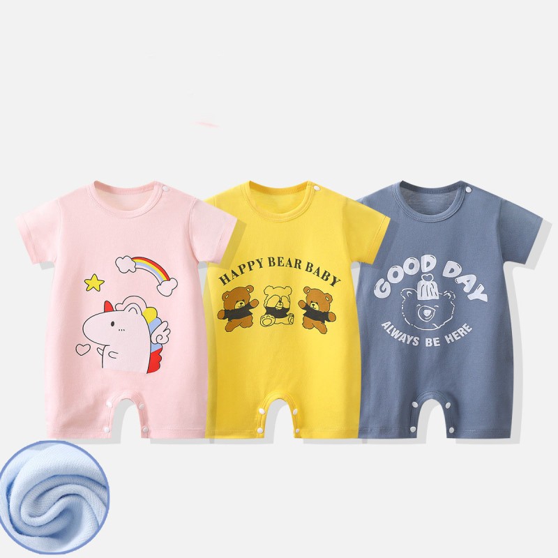 Baby Rompers Manufacturer - Cartoon Pajamas Summer Short Sleeve Newborn Jumpsuits