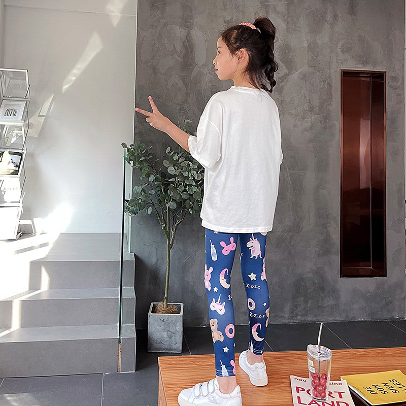 Baby Girl Leggings Factory - 3-12 Years Stretch Pants Cartoon Printed Summer Pants