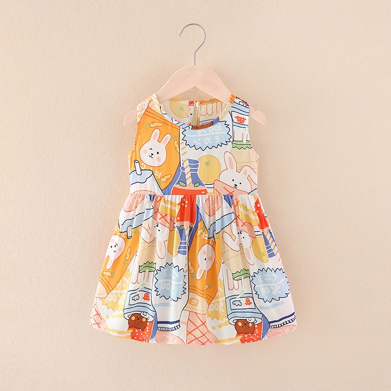 Designer Toddler Dresses Manufacturer - Skirt Flower Print Sleeveless Strap Backless