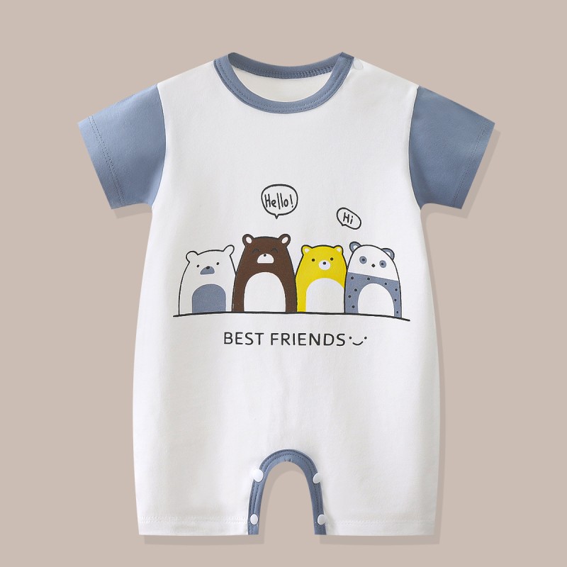 Baby Rompers Manufacturer - Cartoon Pajamas Summer Short Sleeve Newborn Jumpsuits