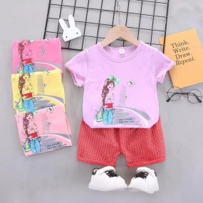 Toddler Kids Girls Clothing Supplier - Baby Girl Dress Sets Short Sleeve Cotton Ruffled