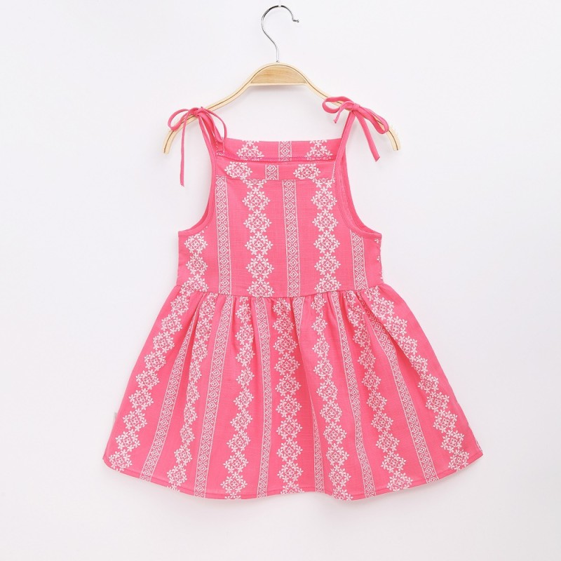 Girl Sundress Manufacturer - School Girl Short Dress Spaghetti Strap Linen Midi