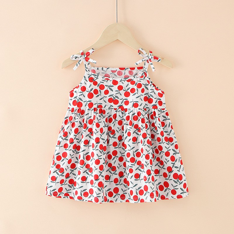 Baby Toddler Dress Factory - Cotton Floral Halter Ruffles Sundress Sleeveless