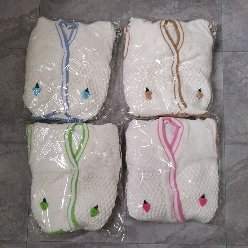 Baby Knit Set Manufacturer - 5Pcs Neutral Embroidered Sweater Long Sleeve Outfit Set