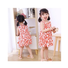 Designer Toddler Dresses Manufacturer - Skirt Flower Print Sleeveless Strap Backless