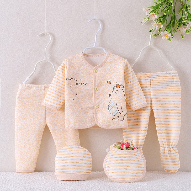 Newborn Clothes Manufacturer - 5PCS 0-12M Cotton Clothes Tops Hat Pants Suit Outfit