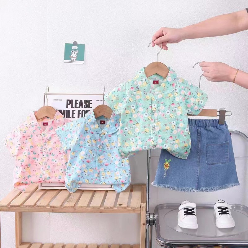 Toddler Baby Girl Clothes Manufacturer - Summer Infant Outfits Button Down Tops Shorts