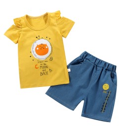 Toddler Fashion Sets Factory - Girl Clothes 2 Piece Sets Shirt Denim Jeans Shorts