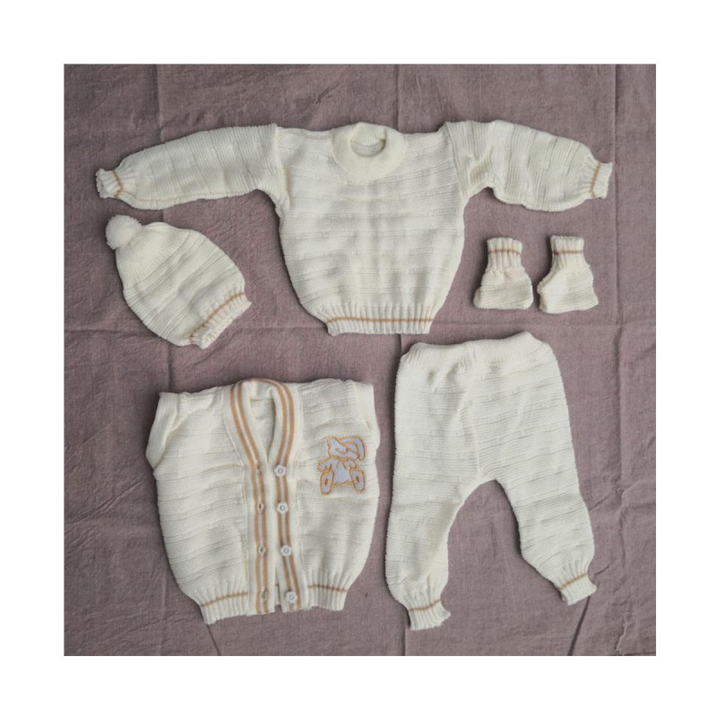 Baby Winter Outfit Supplier - Knitted Sweatshirt Top With Pants Cardigan Set Boys Girls