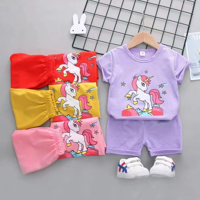 Girls Romper Manufacturer - Fashion Active Clothes Short Sleeve Top Shirt Shorts Set