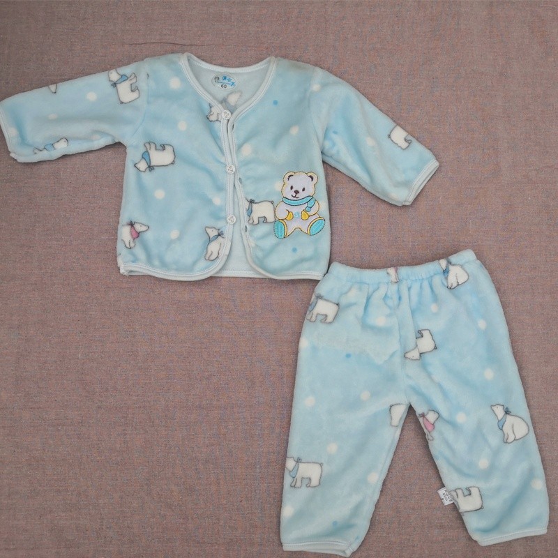 Baby Winter Clothes Manufacturer - Solid Color Flannel Cotton Newborn Babi Clothes Set