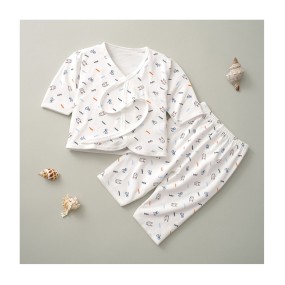 Newborn Hospital Set Supplier - Unisex 100% Cotton Long Sleeve Button Down Top and Pants