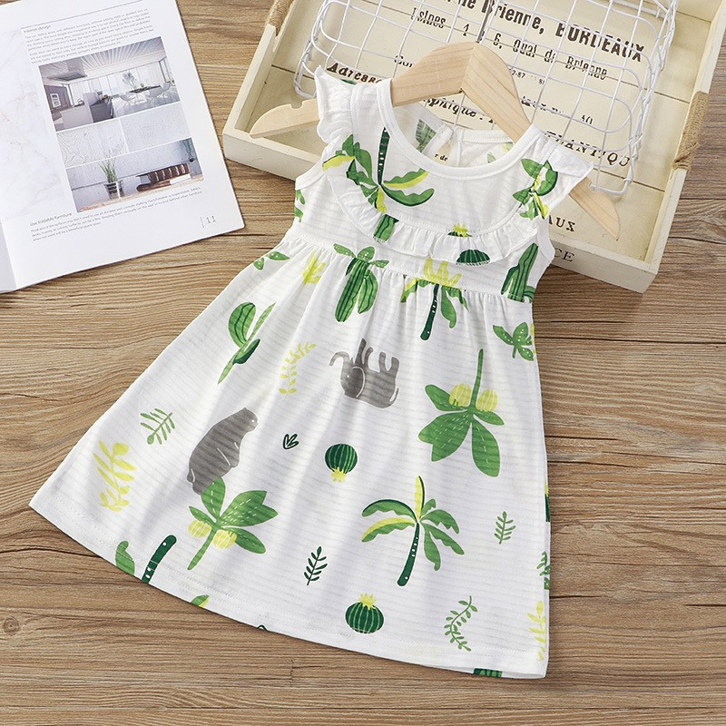 Toddler Girls Dresses Factory - 2024 Summer Ruffle Sleeve a Line Korean Dress