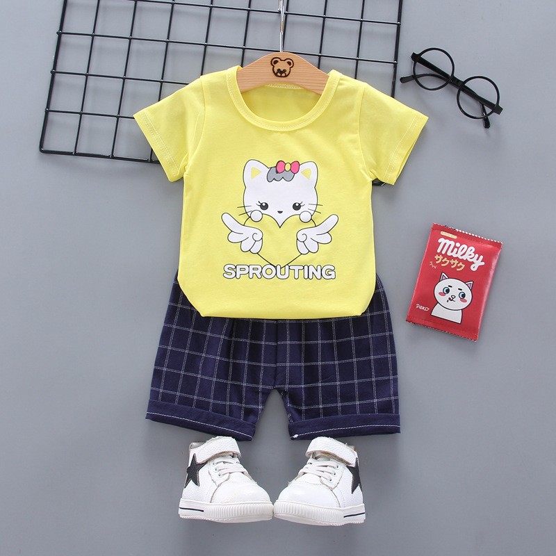 Infant Toddler Set Supplier - 2 Piece T-Shirt Knit Short Set Clothes Baby Girl 2022