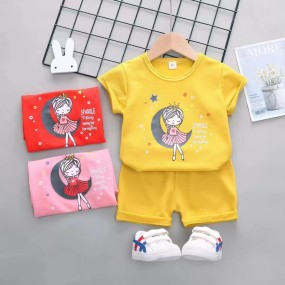 Girls Romper Manufacturer - Fashion Active Clothes Short Sleeve Top Shirt Shorts Set