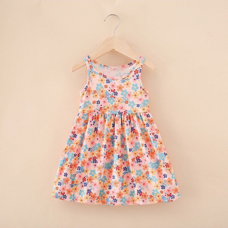 Girls Cotton Dress Factory - 1-7 Years Smocked Dress Sleeveless Summer Sundress Flower