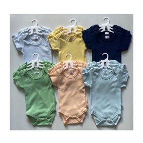 Organic Baby Bodysuit Manufacturer - 5-Piece Natural Dyed Short Sleeve Romper Set