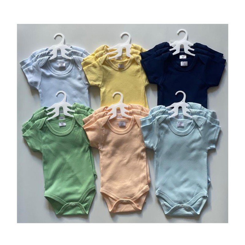 Organic Baby Bodysuit Manufacturer - 5-Piece Natural Dyed Short Sleeve Romper Set