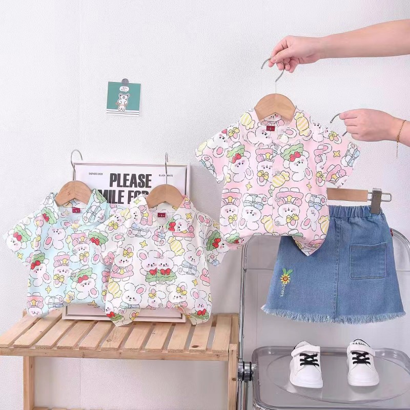 Toddler Baby Girl Clothes Manufacturer - Summer Infant Outfits Button Down Tops Shorts