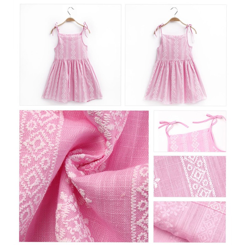 Girl Sundress Manufacturer - School Girl Short Dress Spaghetti Strap Linen Midi