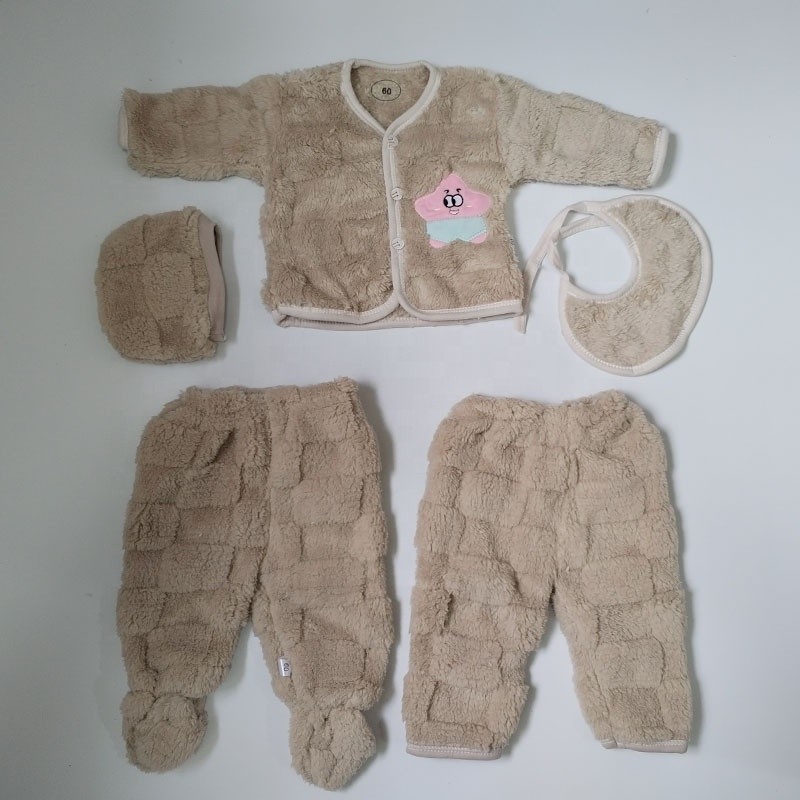Baby Winter Set Supplier - 5Pcs Long Fleece Newborn Clothes 2024 Layette Gift Set