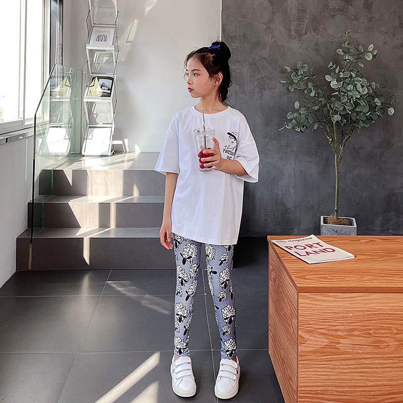 Baby Girl Leggings Factory - 3-12 Years Stretch Pants Cartoon Printed Summer Pants