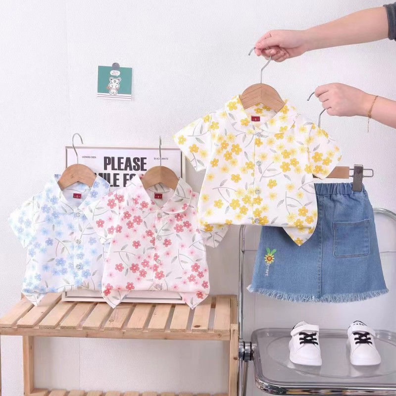 Toddler Baby Girl Clothes Manufacturer - Summer Infant Outfits Button Down Tops Shorts