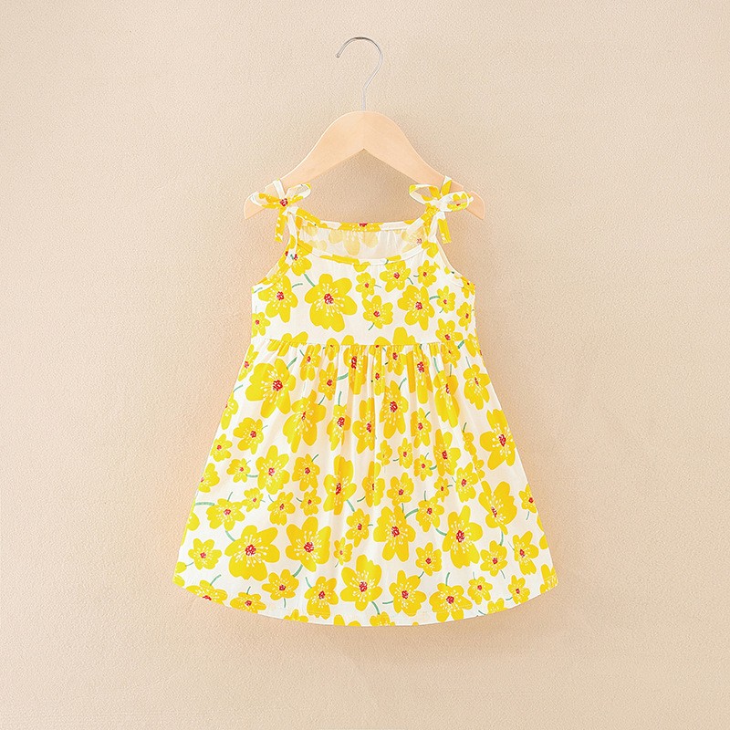 Baby Toddler Dress Factory - Cotton Floral Halter Ruffles Sundress Sleeveless