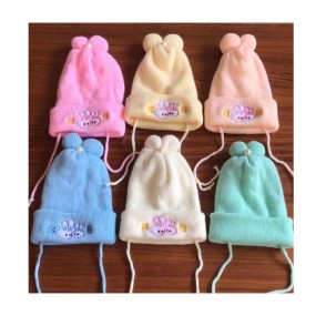 Kids Winter Cap Supplier - 1-3 Year Polyester Cotton Woolen Cap Cartoon Design Cap
