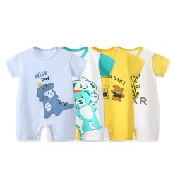 Baby Rompers Manufacturer - Cartoon Pajamas Summer Short Sleeve Newborn Jumpsuits