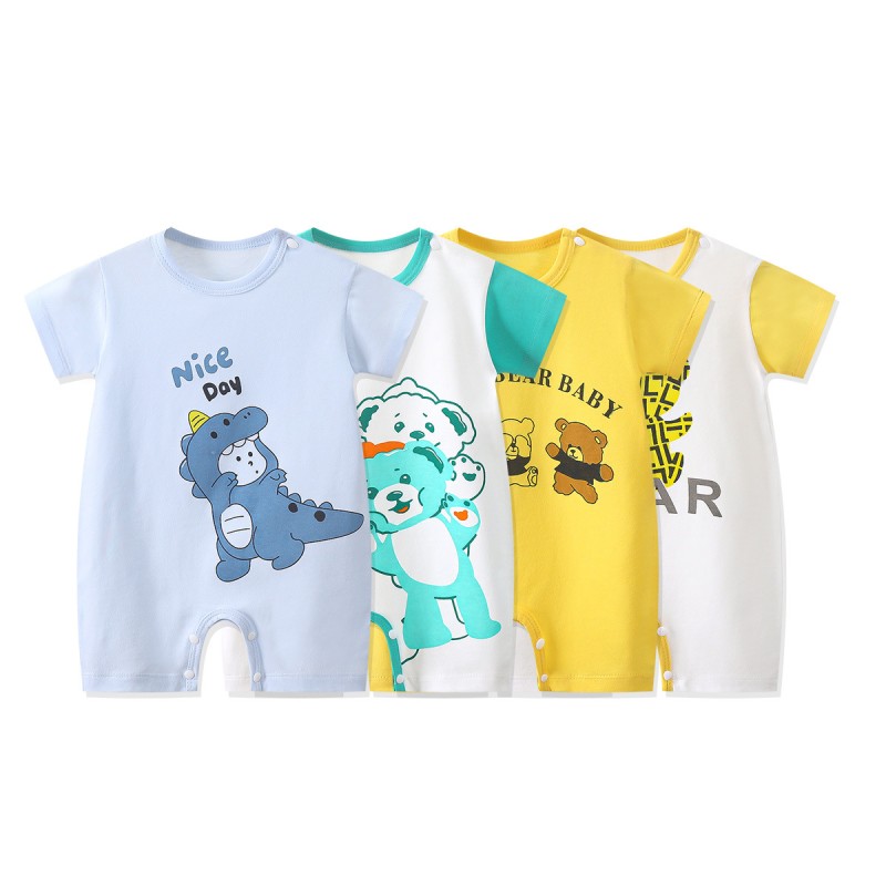 Baby Rompers Manufacturer - Cartoon Pajamas Summer Short Sleeve Newborn Jumpsuits