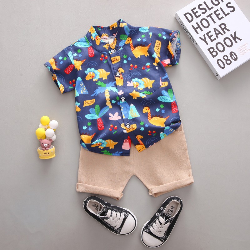 Baby Boy Summer Set Manufacturer - Short Sleeve Cartoon Print Shirt Tops Casual Shorts