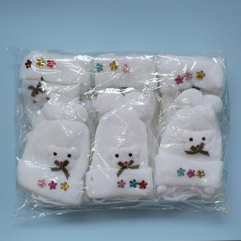 Baby Girl Caps Manufacturer - Pure White Knit Kids Hat With Earflap Winter Toddler Beanie