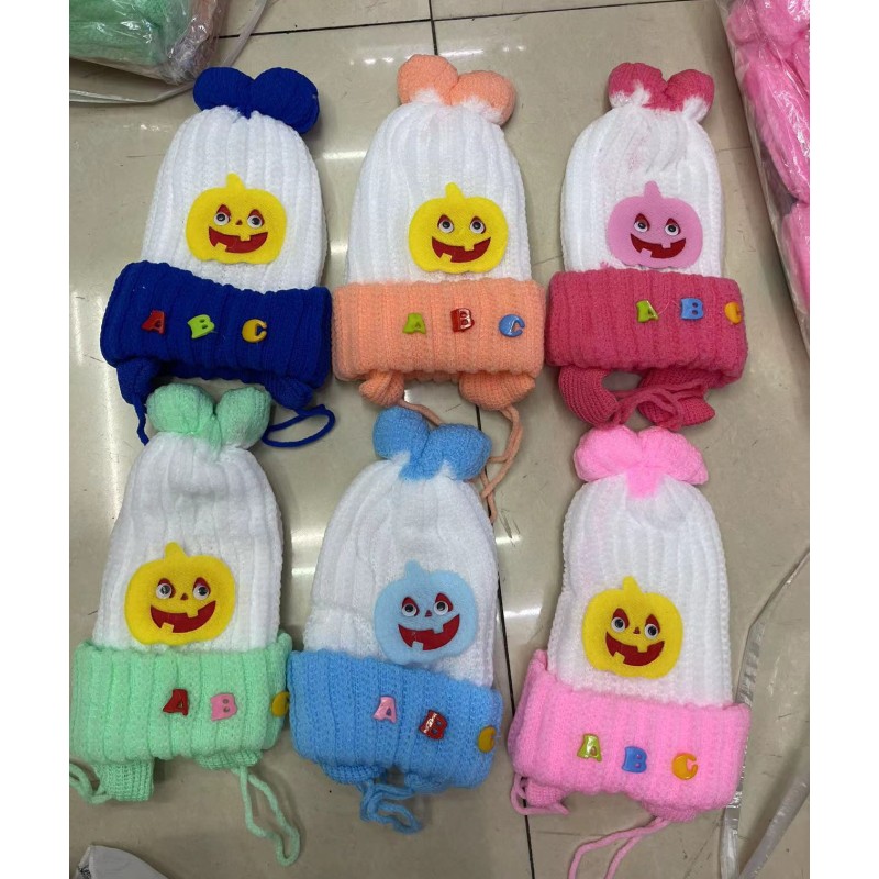 Baby Girl Caps Manufacturer - Pure White Knit Kids Hat With Earflap Winter Toddler Beanie