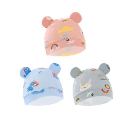 Newborn Hat Manufacturer - 0-3 Months 100% Cotton Bear Ears Infant Caps Beanie Caps