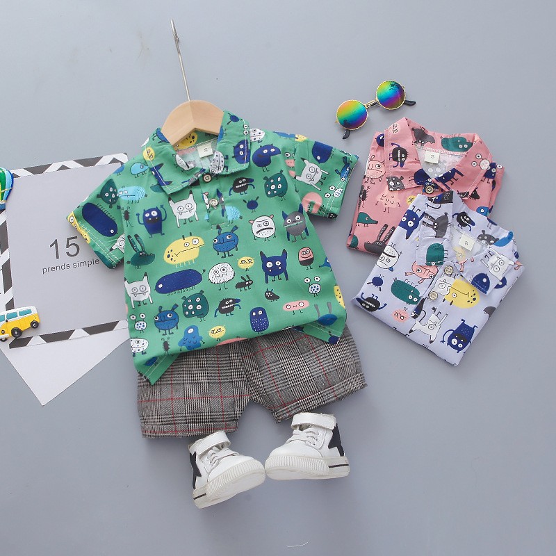 Toddler Boy Clothes Factory - 2 Piece Summer Outfit Polo Dress Shirt Shorts Set