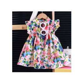 Toddler Girls Skirts Factory - Ruffle Sleeveless Splicing Floral Baby Girl Dresses
