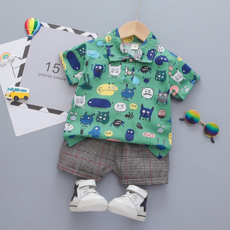 Toddler Boy Clothes Factory - 2 Piece Summer Outfit Polo Dress Shirt Shorts Set