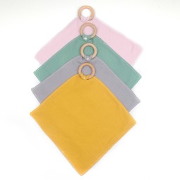 Baby Teether Towel Factory - Hot Selling 4-layer Cotton Cloth Bibs Beech Wood Toys