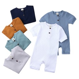 Baby Romper Factory - Hot Selling Cotton Short Sleeve Solid Soft Toddler Clothing
