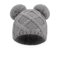 Baby Photography Hat Factory - Knitted Double Ball Hat Warm Bear Wool Hat