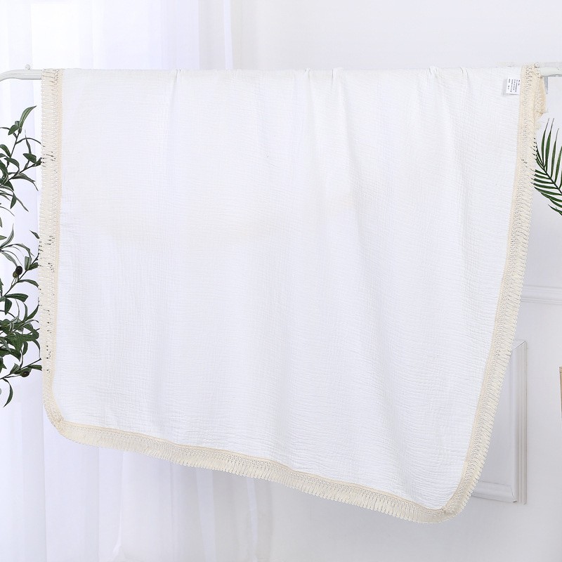 Infant Blanket Supplier - Tassel Cotton 2 Layer Muslin Soft Swaddle Wrap