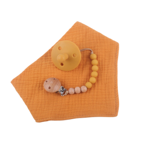 Baby Pacifier Set Manufacturer - 3pcs/set Cotton Gauze Lace Bib Silicone Pacifier Chains