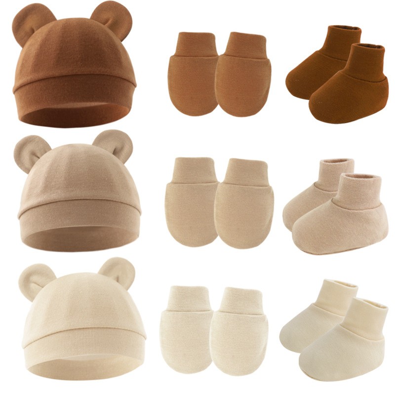 Baby Beanie Hats Factory - Hot Selling 0-6 Months Cute Boy Ear Hats and Mittens