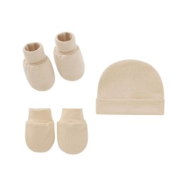 Baby Hat Set Supplier - Solid Color Cute Soft 3-piece Set Infant Toddler Head Cover