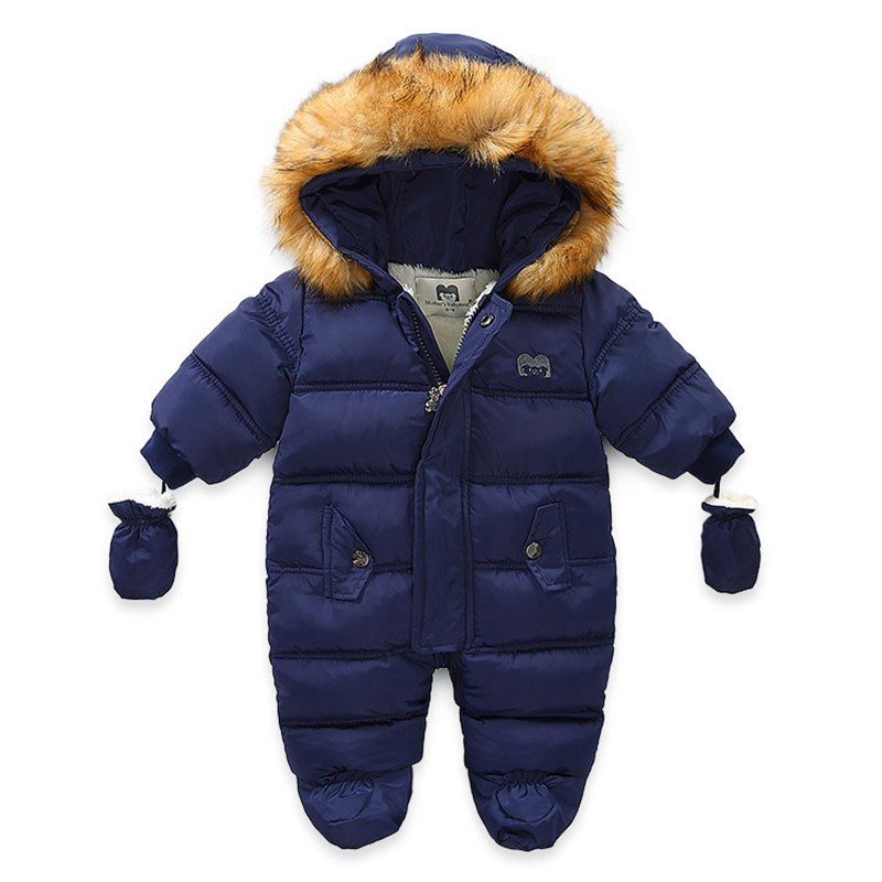 Baby Winter Romper Supplier - Wholesale Custom Boys Girls Fur Collar Hooded Jumpsuit